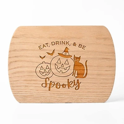 Eat Drink and Be Spooky 8" x 11" Redwood Oval Cutting Board