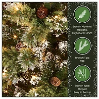 7.5ft. Pre-Lit Glittery Bristle® Slim Pine Artificial Christmas Tree, Clear Lights