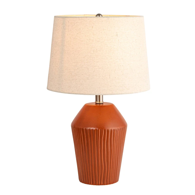 Hello Honey® 21" Brown Ribbed Round Stoneware Desk Lamp