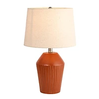 Hello Honey® 21" Brown Ribbed Round Stoneware Desk Lamp