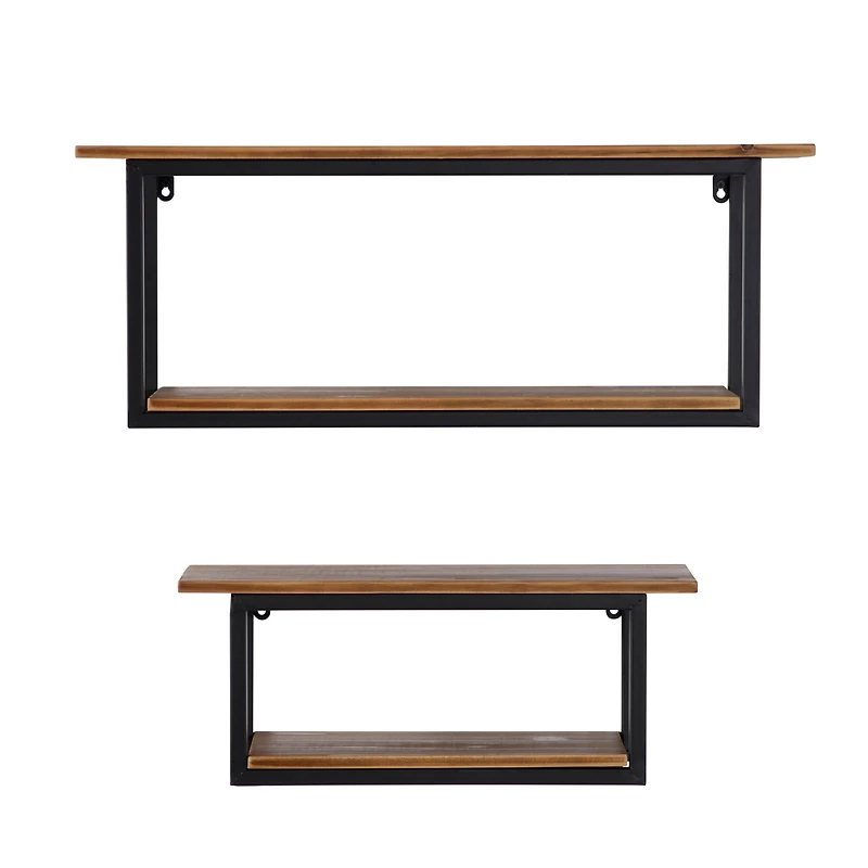 Brown Metal Industrial Wall Shelf Set
