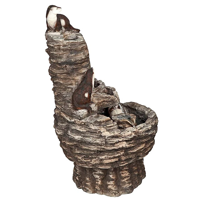 Design Toscano Tres Amigos Playful Otter Cascading Garden Fountain