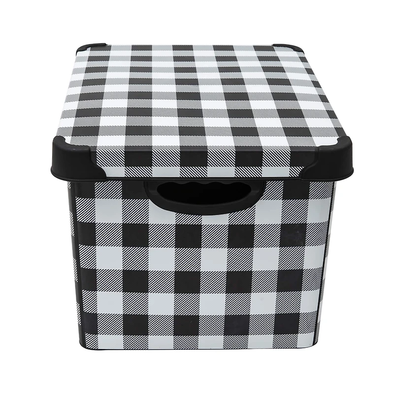 Simplify Checkered Black & White Storage Tote Bin