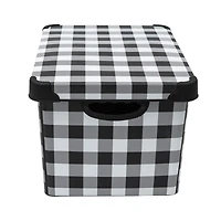 Simplify Checkered Black & White Storage Tote Bin