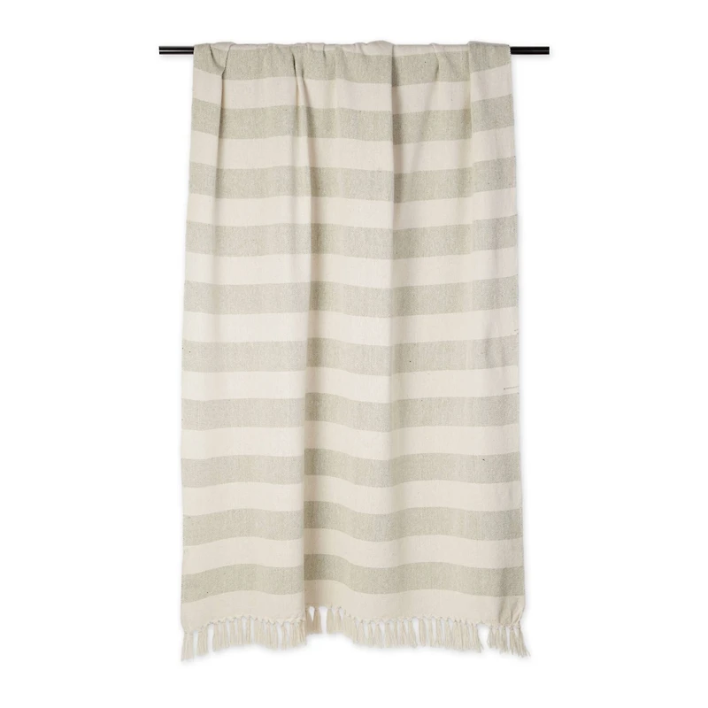 Artichoke / Off White Cabana Stripe Throw