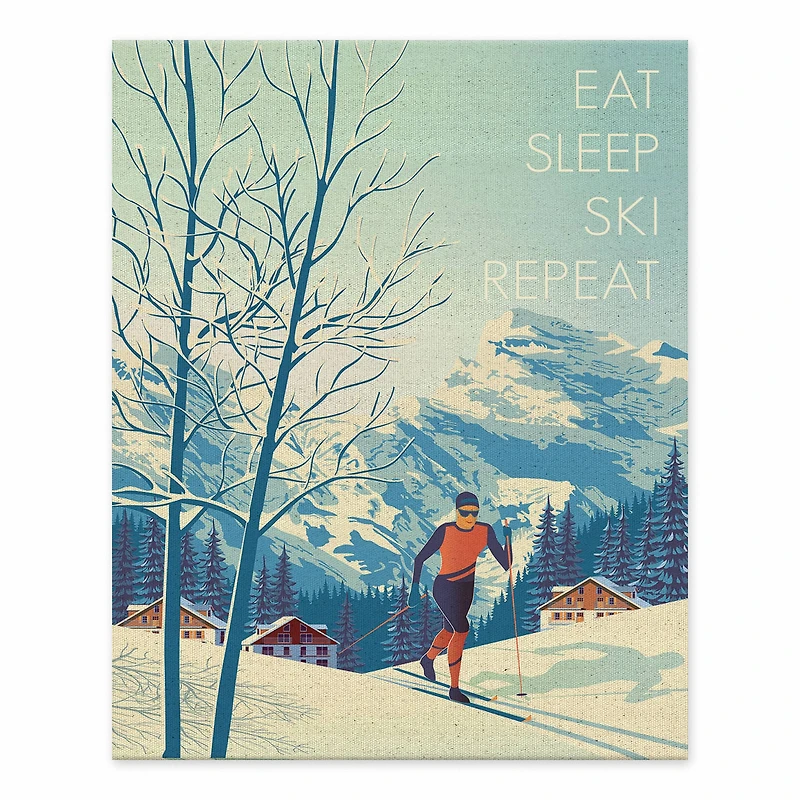 Eat Sleep Ski Repeat 8x10 Tabletop Canvas