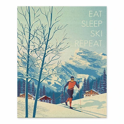 Eat Sleep Ski Repeat 8x10 Tabletop Canvas