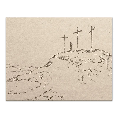 Crosses On Hill Sketch 1 11" x 14" Canvas Wall Art