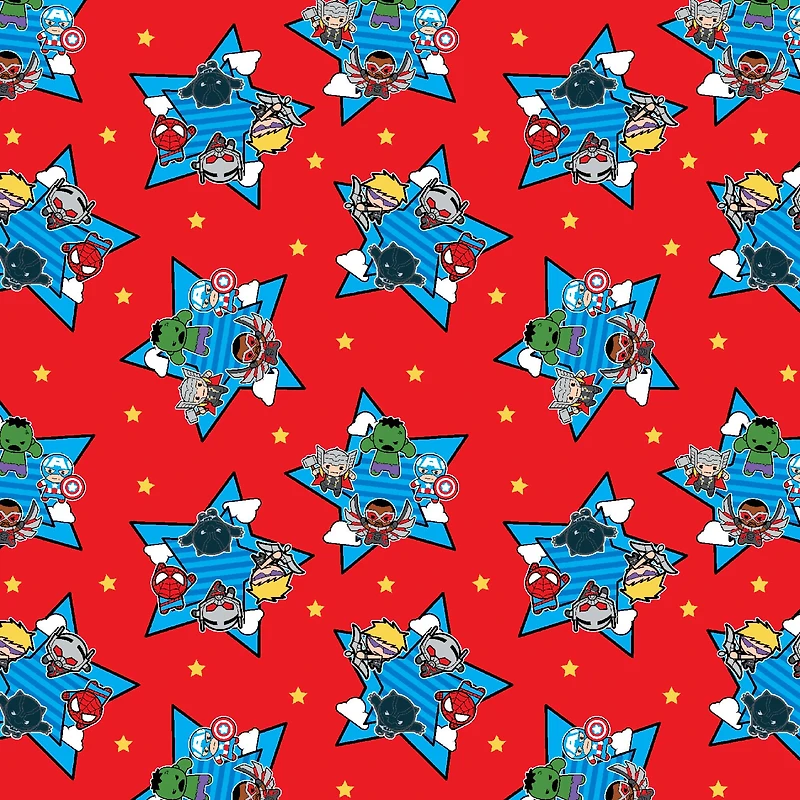 Marvel Kawaii Red Superheroes Cotton Fabric