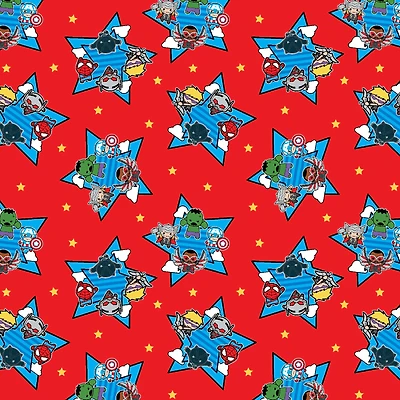 Marvel Kawaii Red Superheroes Cotton Fabric