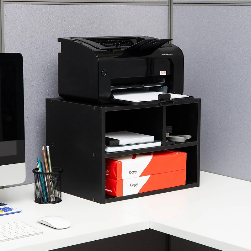 Mind Reader 15.7" Black Printer Cart with Rolling Supply Organization Shelves