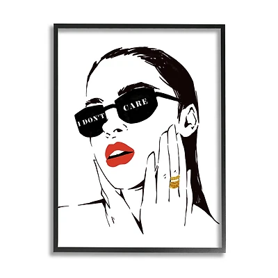 Stupell Industries I Don’t Care Shades Glam Fashion Female Portrait Framed Wall Art