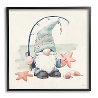 Stupell Industries Summer Fisherman Gnome Holding Starfish Framed Giclee Art