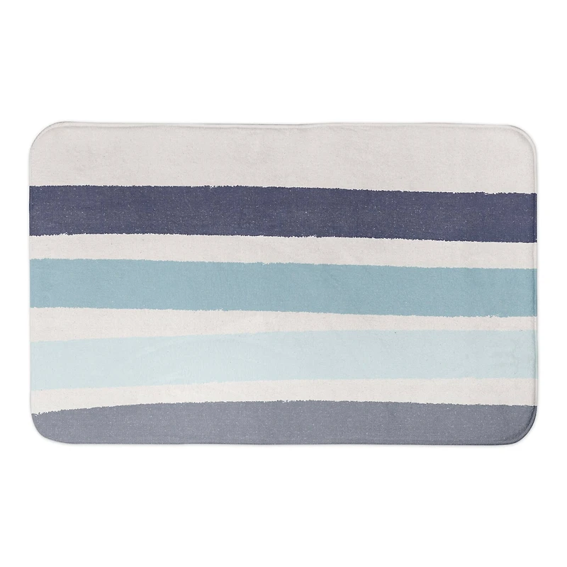 Abstract Blue Stripes Bath Mat