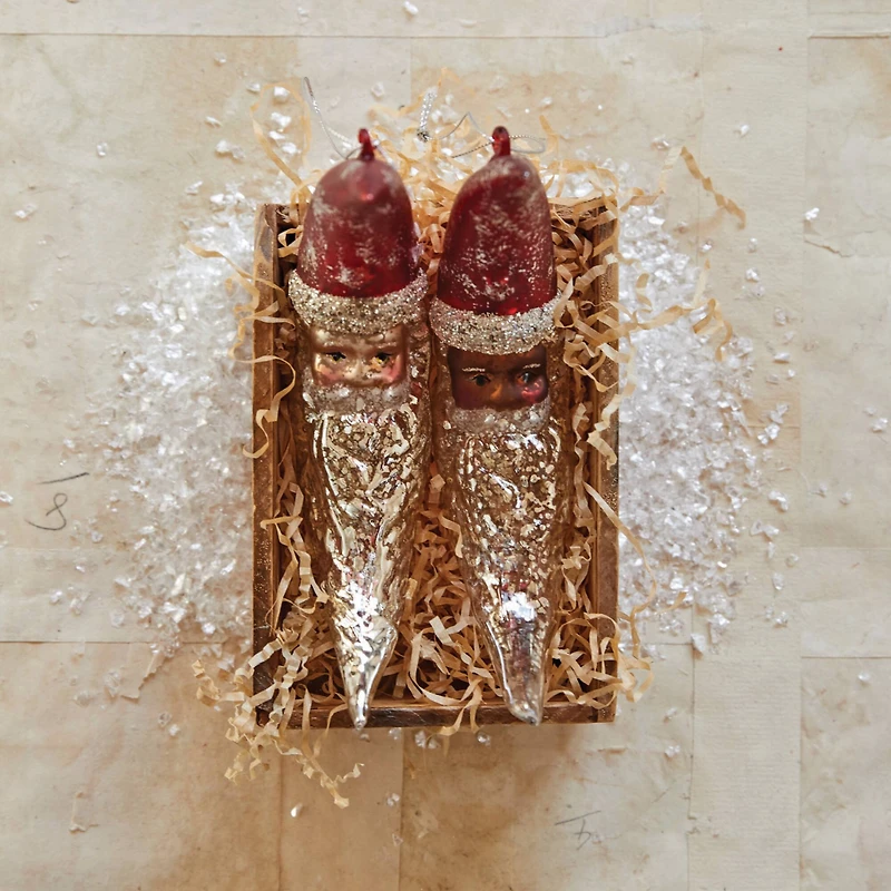 Hello Honey® Hand-Painted Mercury Glass Santa Moon Ornament