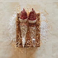 Hello Honey® Hand-Painted Mercury Glass Santa Moon Ornament