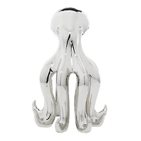 Silver Porcelain Glam Octopus Sculpture, 17" x 11" x 12"