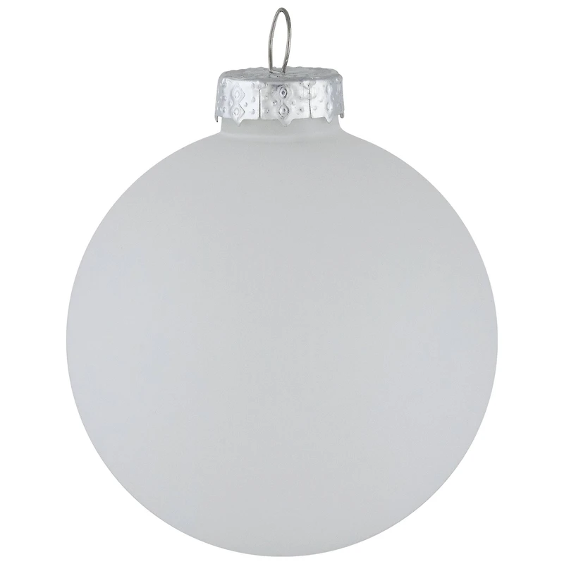 9ct. 2.5" Shiny and Matte White Glass Ball Christmas Ornaments