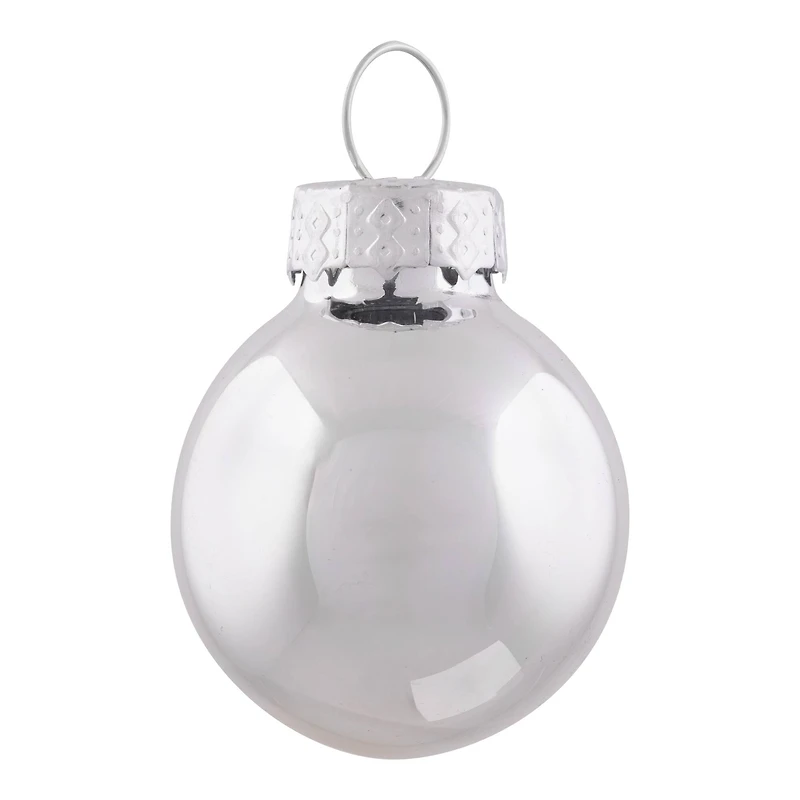 24ct. 1" 2-Finish Silver Glass Ball Ornaments