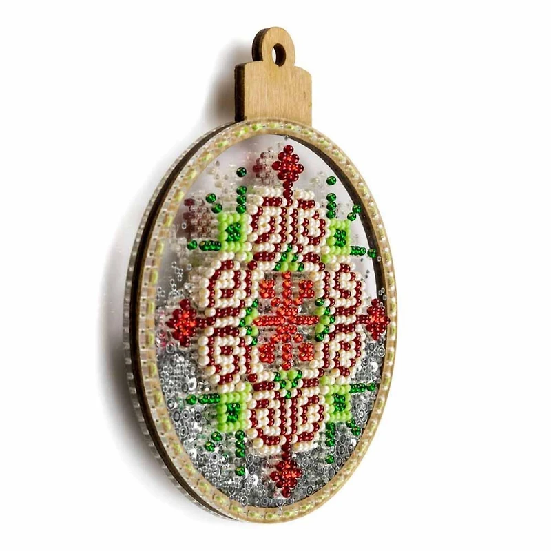 Wonderland Crafts Red & Green Star Ball Ornament Bead Embroidery Kit