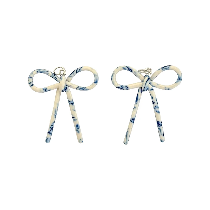 Blue Moon Studio™ Blue & White Acrylic Bow Charms, 2ct.