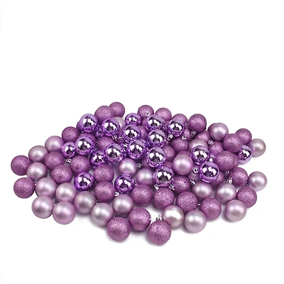 96ct. 1.5" Purple Shatterproof Plastic Ball Ornaments