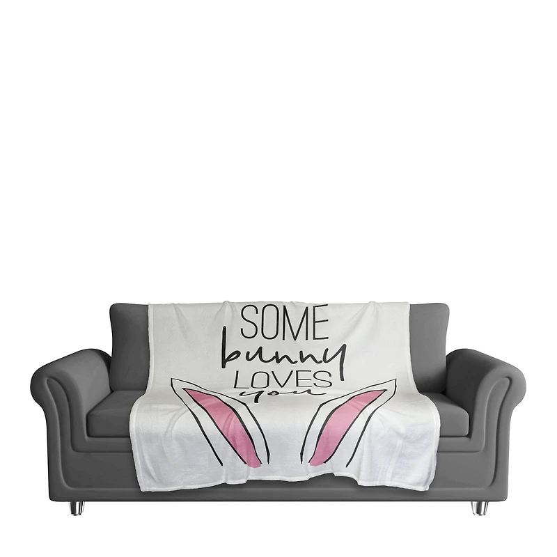 Some Bunny Loves You Bunny Ears Throw Blanket