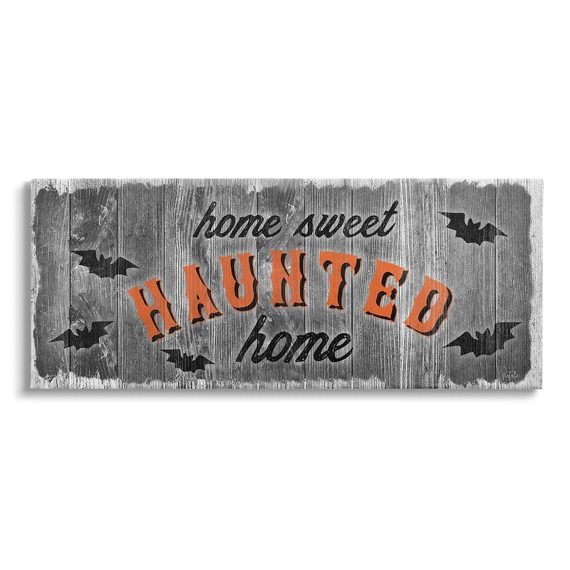 Stupell Industries Gray Sweet Haunted Home Bats Sign Canvas Wall Art