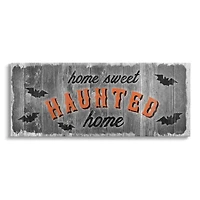 Stupell Industries Gray Sweet Haunted Home Bats Sign Canvas Wall Art