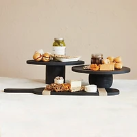 Hello Honey® 16" Black Oval Mango Wood Pedestal