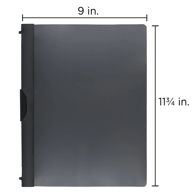 JAM Paper 9" x 12" Black Plastic Report Covers with Slide Lock Clip, 6ct.