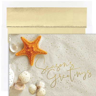 JAM Paper 5" x 7" Starfish Seasons Greetings Cards & Envelopes Set, 18ct.