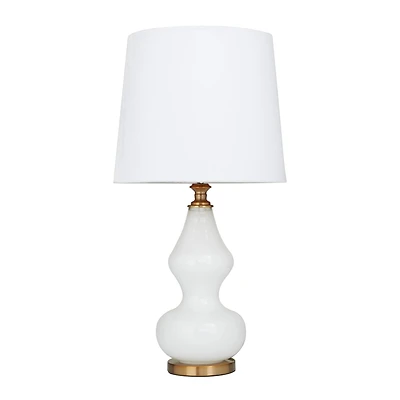 White Glass Table Lamp 15" x 15" x 29"