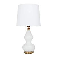 White Glass Table Lamp 15" x 15" x 29"