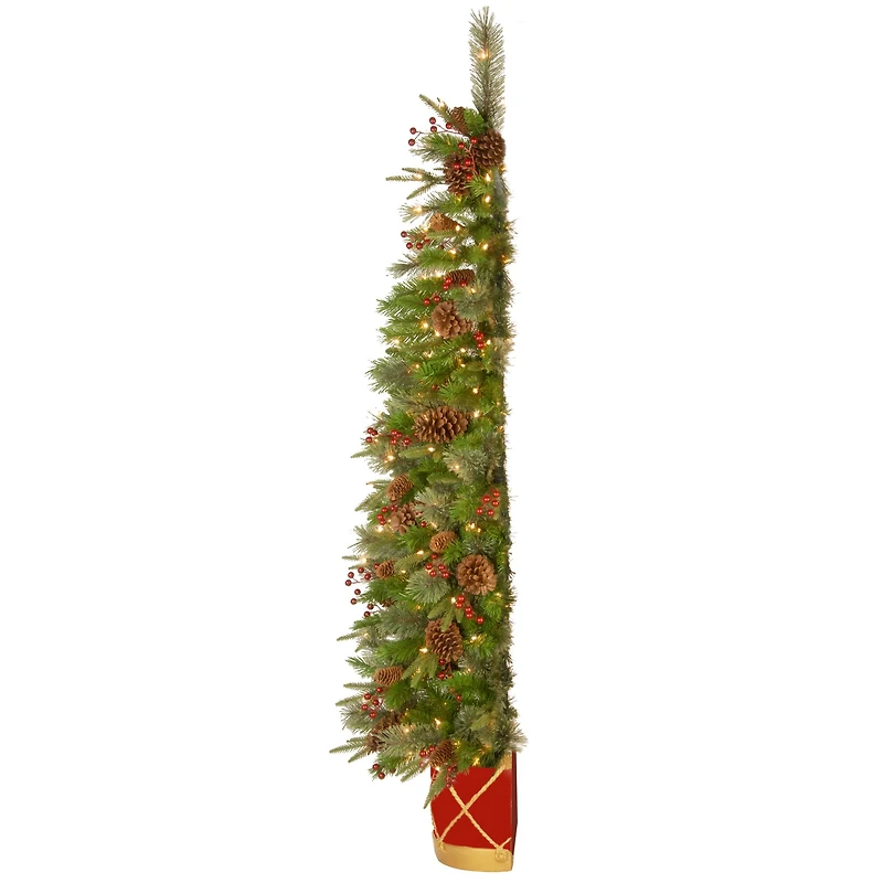 6ft. Pre-Lit Colonial Artificial Christmas Half Tree, Clear Lights