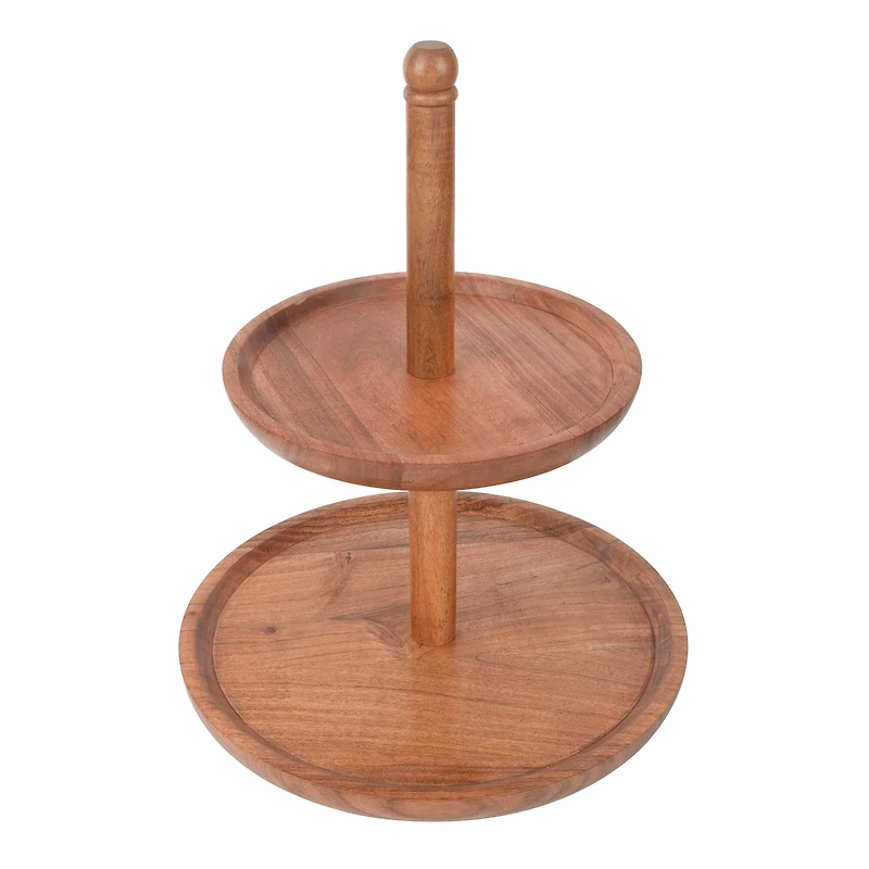 16" Natural 2-Tier Wooden Tray by Ashland®