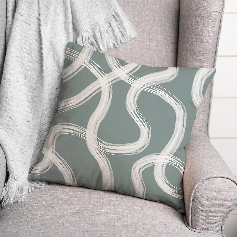 White Strokes on Gray Throw Pillow