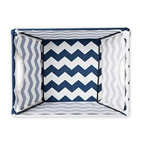 Nautical Blue Polyester Chevron Trapezoid Bin