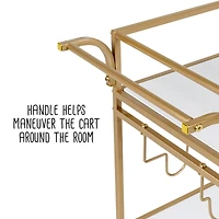 Honey Can Do 3-Tier Gold & White Rolling Bar & Serving Cart with Handles