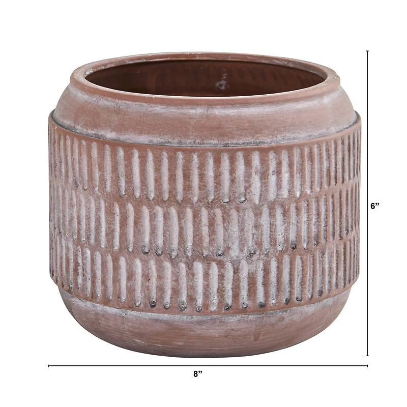 6" Boho Chic Ceramic Embossed Planter