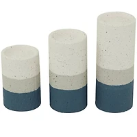 The Novogratz Blue Metal Striped Pillar Candle Holder Set