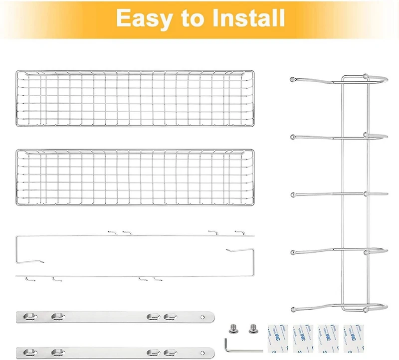 NEX™ 24" Silver Over the Door Basket Rack with Hooks