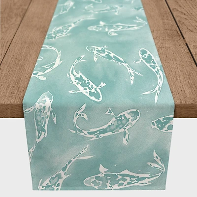 Watercolor Koi Poly Twill Table Runner