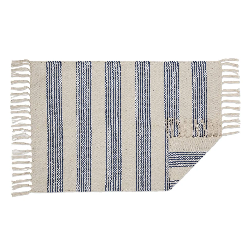 DII® French Blue Ticking Stripe Hand-Loomed Rug, 2ft. x 3ft.