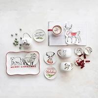 Hello Honey® 5" Woodland Christmas Round Stoneware Plate Set