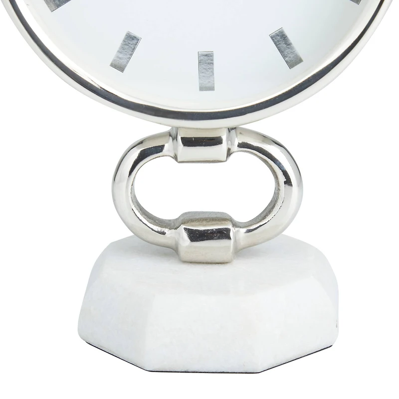 Silver Modern Abstract Clock, 6" x 4" x 10"