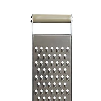 Hello Honey® 9.75" Stainless Steel Grater with Taupe Enameled Mango Wood Handle