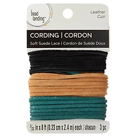 Black, Toast and Green Soft Leather Lace Cording By Bead Landing™