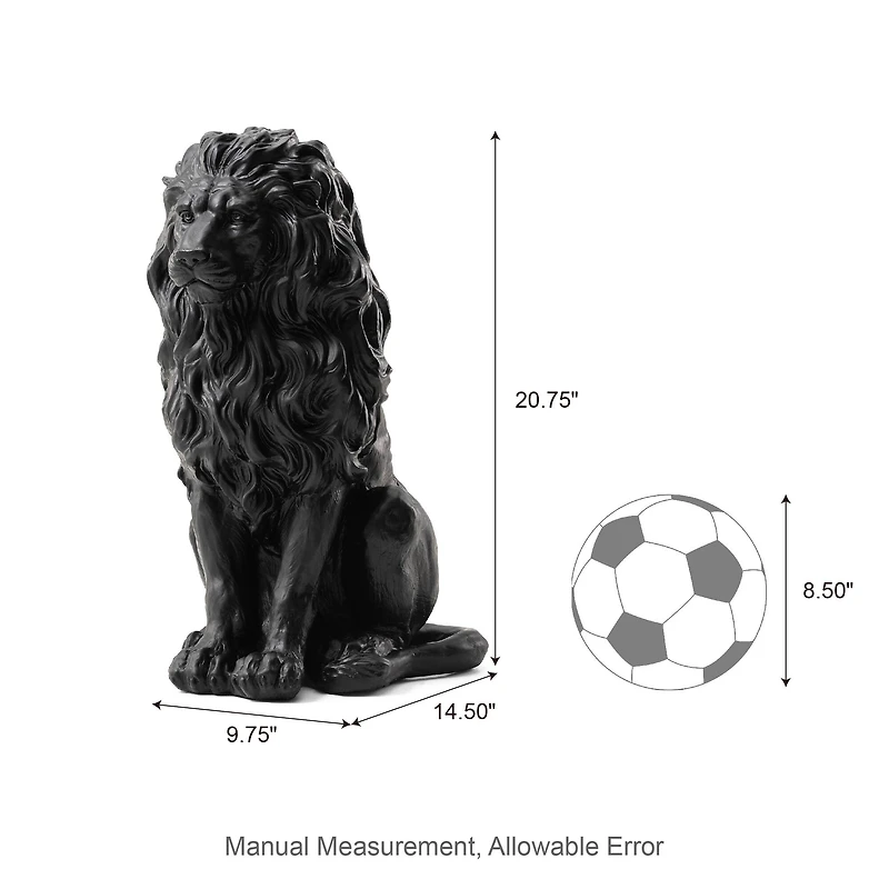 Glitzhome® 21" Black Sitting Lion Garden Statue