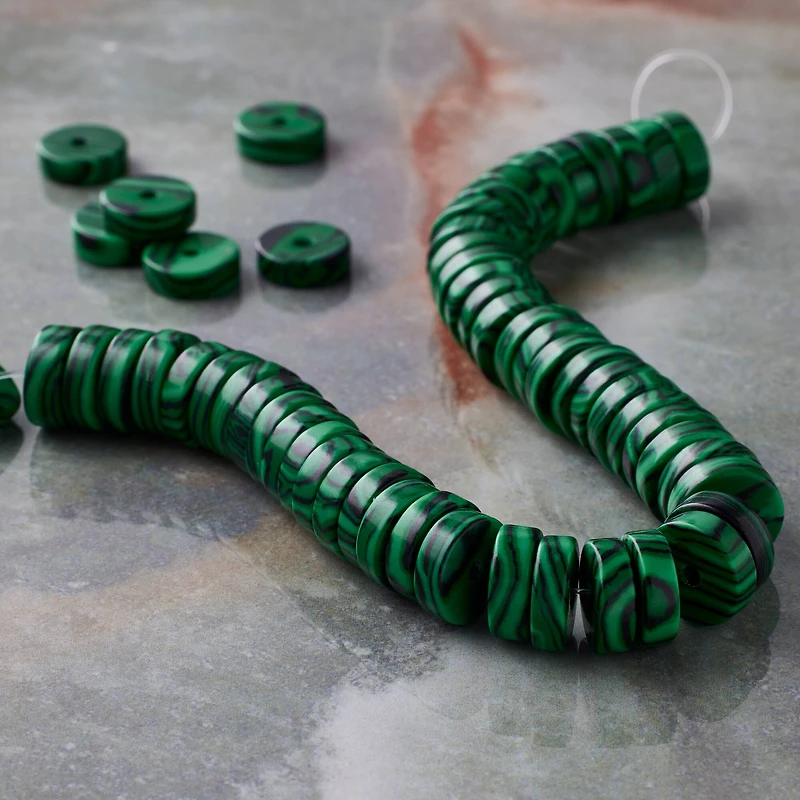Green Reconstituted Stone Heishi Beads by Bead Landing